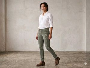 Distressed Olive Skinny Jeans (3 time used)