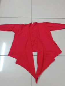 Red Asymmetrical Cardigan