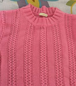 Pink Textured Knit Sweater
