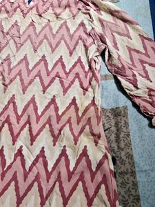Women's Pink Chevron Print Kurta