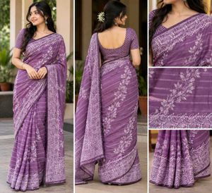 Elegant Purple Embroidered Saree BRAND NEW