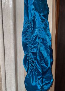 Stunning Teal Ruched Satin Dress