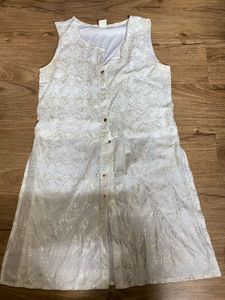 Elegant White &amp; Gold Kurta Top Ethnic