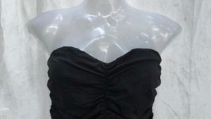 Chic Black Ruched Strapless One-Piece Swimsuit