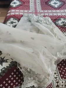 Elegant White Sequined Dupatta