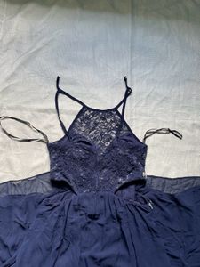 Navy Blue Lace &amp; Embellished Dress