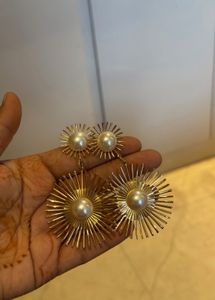 Unique Sunburst Pearl Drop Earrings