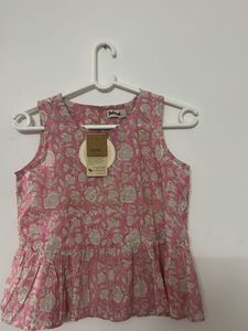 Pink Floral Peplum Kurti Top