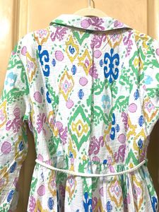 Boho Print Tiered Shirt Dress with Belt