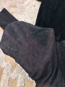 Elegant Black Turtleneck Velvet Dress