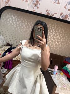 Cream Fit and Flare Mini Dress🦋🌻🎀