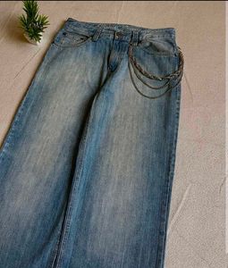 Wide Leg Jeans with Chain Detail