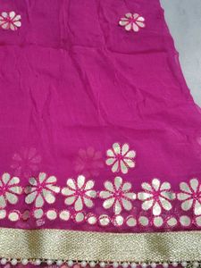 Vibrant Pink Heavy Embroidered Dupatta