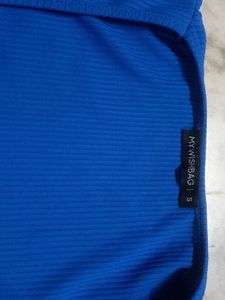 Mywishbag Blue Long Sleeve Crop Top
