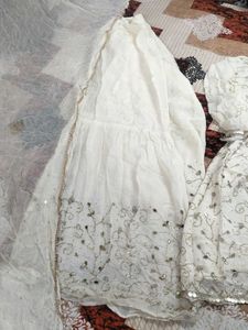 White Embellished  Frock Gharara