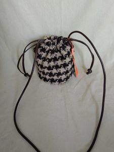 Chic Houndstooth Drawstring Bag