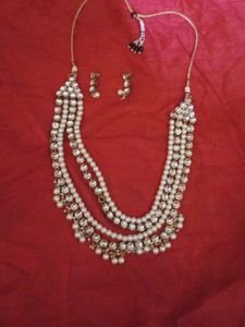Kundan Triple Layer Neck Piece With Earring