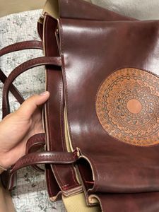 Stylish Brown Tote Bag with Mandala Design