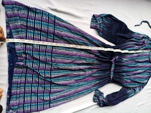 Vintage Striped Maxi Dress with Belt