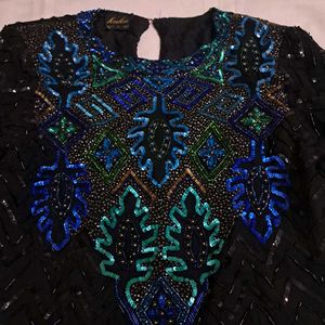 Y2k Vintage Embellished Black Chatpata Desi Top