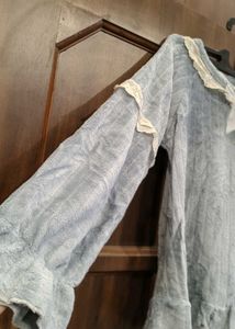 Cozy Blue Lace Trim Pajama Top