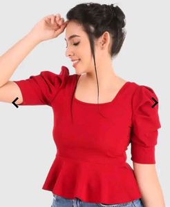 Stylish Red Peplum Top