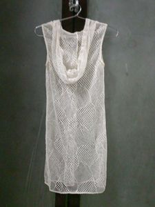 Sheer White Crochet Mini Dress