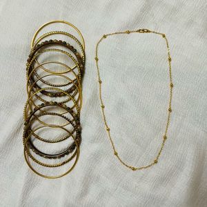 Golden Bangles and Necklace Set💫