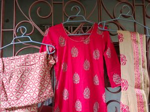 Pure Red Beautiful Kurta With Churidr Nd Dupata♥♥️