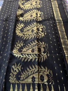 Brand New Black &amp; Gold Jamdani Saree