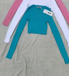 Turquoise Ribbed Cropped Top
