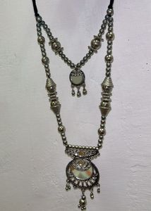 Boho Silver Double Chain Necklace