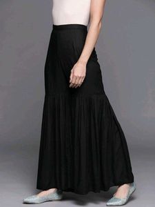 Flowy Black Palazzo Sharara Pants