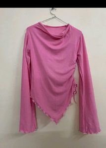 Chic Pink Ruched Long Sleeve Top
