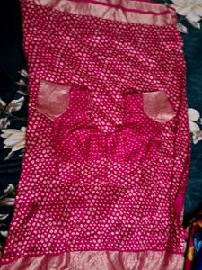 Vibrant Pink Bandhani Silk Saree