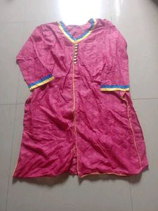 Vibrant Pink Kurta with Yellow &amp; Blue Accents