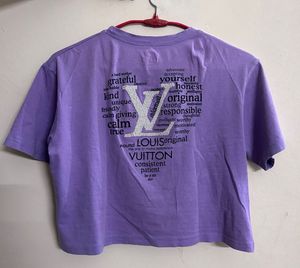 Cute Purple LV Logo Cropped T-Shirt
