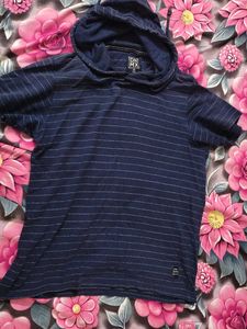 Men's Striped Hoodie T-Shirt