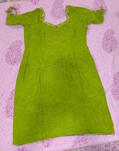 Vibrant Green Kurta ( margin available)