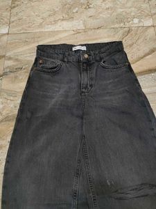 Washed Black Wide Leg Jeans