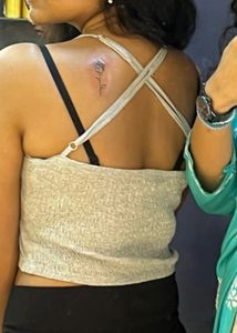 Grey Embroidered Halter Neck Crop Top