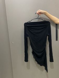 Zara Chic Asymmetrical Lace Trim Top