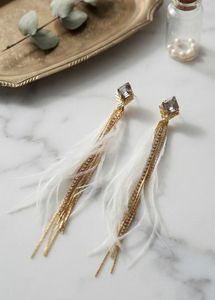 Boho Feather &amp; Chain Drop Earrings