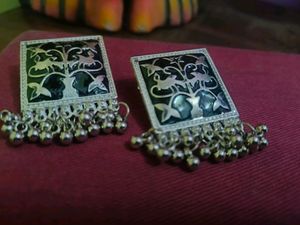 Oxidised Black & silver Combination Earrings.