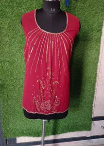 Beaded Red Ethnic top