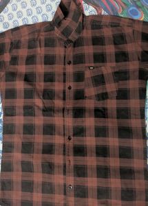 Men's Brown &amp; Black Checked Casual Shirt | Full Sl