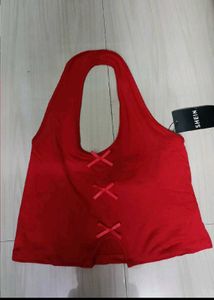 Chic Red Halter Neck Crop Top
