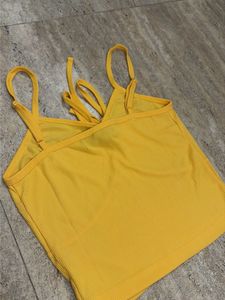 Yellow Ribbed Tank Top with Tie