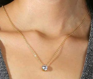 Dainty Gold Chain Necklace with Crystal Pendant