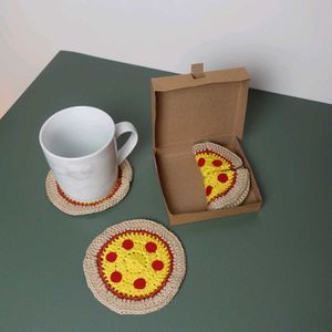 Crochet Pizza Coasters (Set of 4)